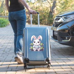 Pegatina Gracioso gimnasio Bunny Fitness Studio Rabbit Card