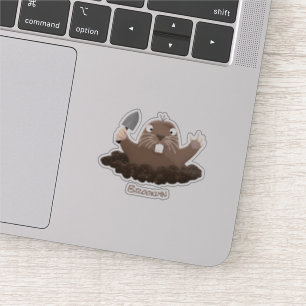 Pegatina Gracioso gopher digging personalizado ilustracion