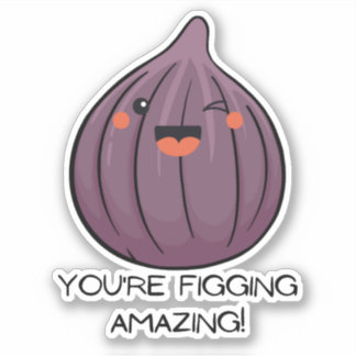 Pegatina Gracioso grano de fruta higo kawaii cara para bote