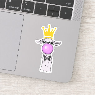 Pegatina Gracioso Ilustracion de Llama que sopla una burbuj
