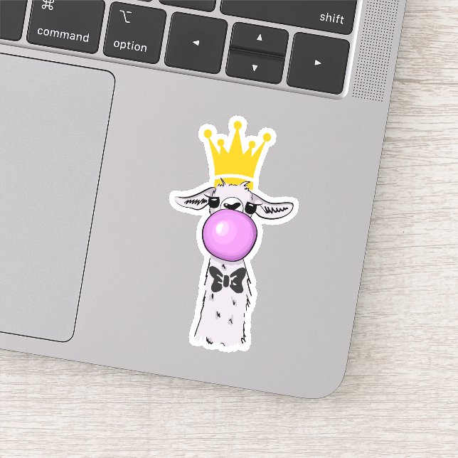 Pegatina Gracioso Ilustracion de Llama que sopla una burbuj (Detalle)