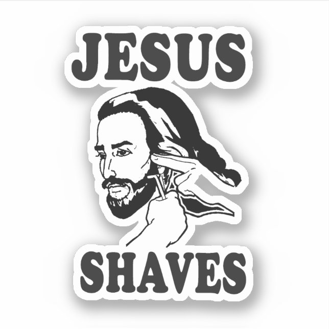 Pegatina Gracioso meme Jesús Shaves (Anverso)
