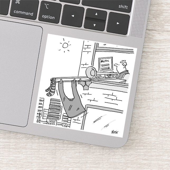 Pegatina Gracioso músico trombónico (Detalle)