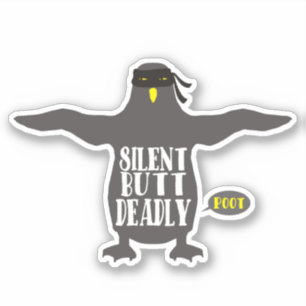 Pegatina gracioso ninja pingüino fart silencioso pero morta