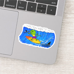 Pegatina Gracioso personalizado de surf con lagarto frito