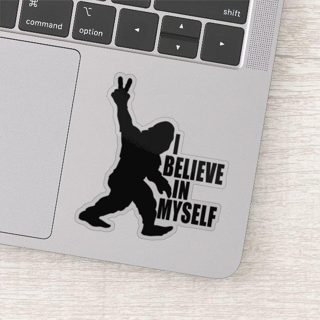 Pegatina Gracioso pez gordo -creo en mí mismo (Detalle)