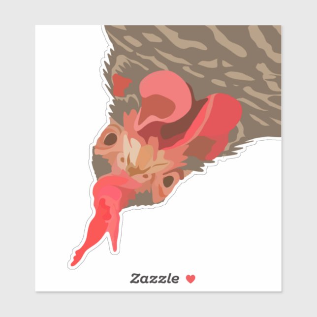 Pegatina Gracioso pollo boca abajo (Hoja)