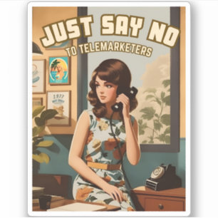 Pegatina Gracioso retro 70 dice no al humor de los telemarq