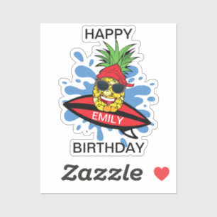 Pegatina Gracioso Surfing Pineapple