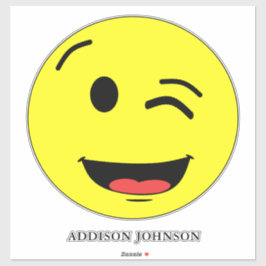 Pegatina Gracioso Wink & Smile Emoji Cara Amarilla Añadir n