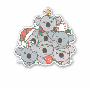 Pegatina Graciosos Navidades de animales en el árbol de Nav