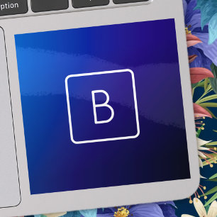 Pegatina Gradiente de color azul oscuro y monograma