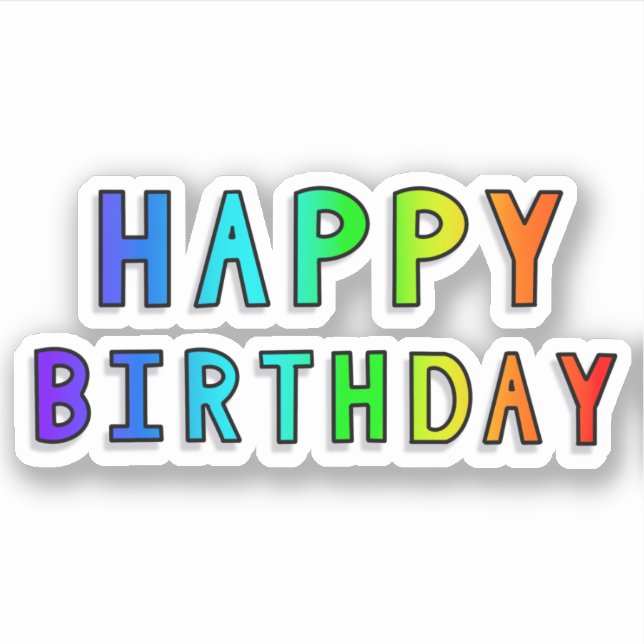 Pegatina Gradiente del arcoiris feliz cumpleaños (Anverso)
