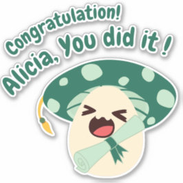 Pegatina Grado de hongo verde divertido