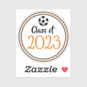 Pegatina Graduación de año de clase de fútbol naranja y neg