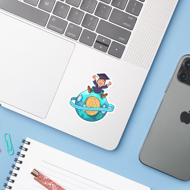 Pegatina Graduación de criptografía (Ordenado portátil con iPhone)