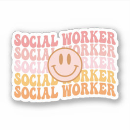 Pegatina Graduación de estudiante de Trabajo Social Retro