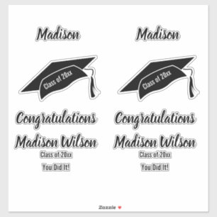 Pegatina Graduación de felicitaciones de personalizado blan