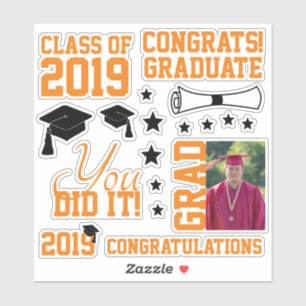 Pegatina Graduación de fotografía naranja