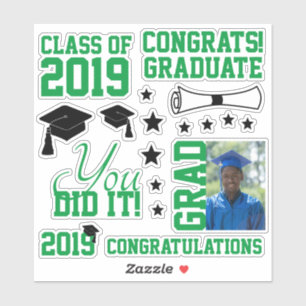 Pegatina Graduación de fotografía verde