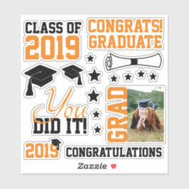 Pegatina Graduación de fotografías en negro y Naranja