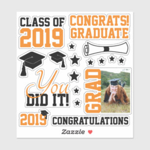 Pegatina Graduación de fotografías en negro y Naranja