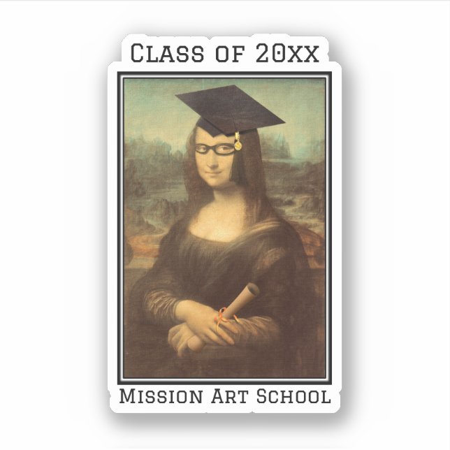 Pegatina Graduación de Gafas de Mona Lisa (Anverso)