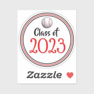Pegatina Graduación de la Clase de Béisbol Rojo y Negro