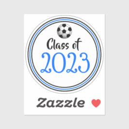 Pegatina Graduación del año de clase de fútbol azul y negro