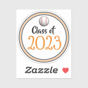 Pegatina Graduación del año de clase naranja y Béisbol Negr