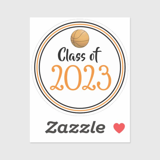Pegatina Graduación del año de la clase de baloncesto naran (Hoja)