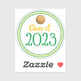 Pegatina Graduación del año de la clase de baloncesto verde