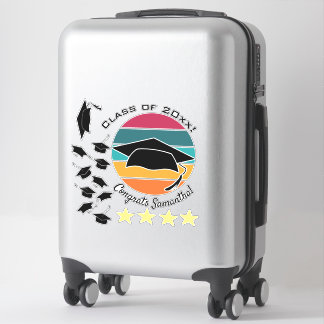Pegatina Graduado Retro Graduado Cap Mortarboard