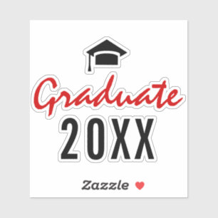 Pegatina Graduado rojo, graduación negra 2026 escrito a man