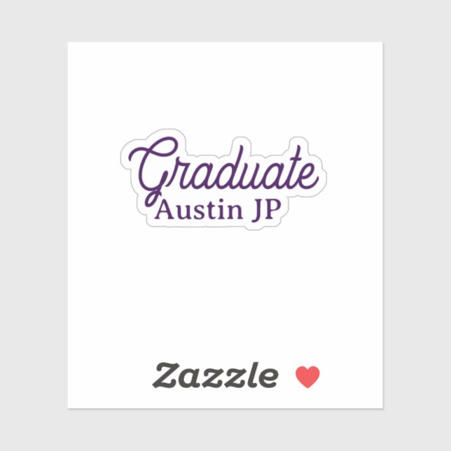 Pegatina Graduation name purple simple minimal stylish call (Hoja)
