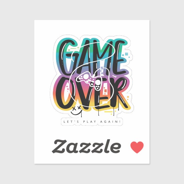 Pegatina Graffiti de joystick de jugador Game over (Hoja)