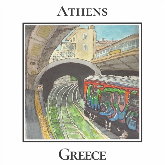 Pegatina Graffiti Train, Monastiraki, Athens, Greece (Anverso)