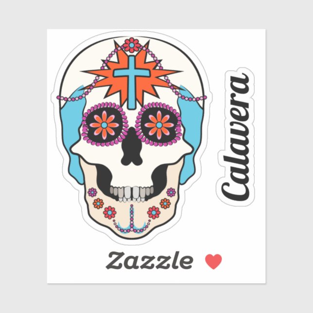 Pegatina Gráfica de calaveras azucareras con texto Personal (Hoja)