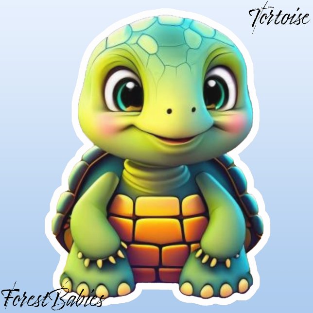 Pegatina Gráfica de Personalizado animal de tortuga de niño (Tortoise ForestBabies Sticker)