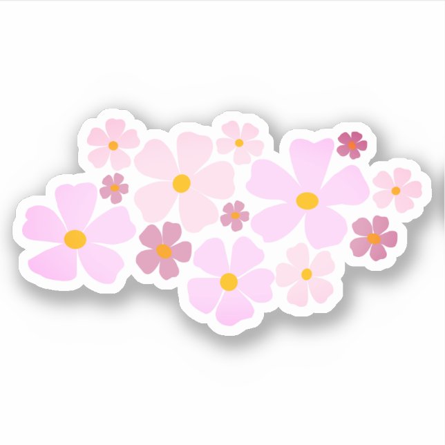 Pegatina Gráfico de flores rosadas y magenta (Anverso)