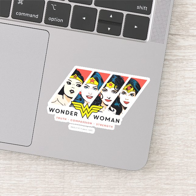 Pegatina Gráfico de la evolución cómica de la mujer maravil (Detalle)