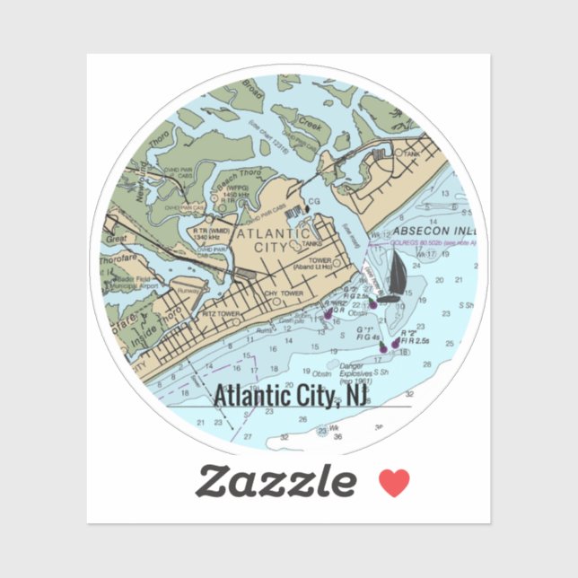 Pegatina Gráfico de New Jersey de Atlantic City (Hoja)