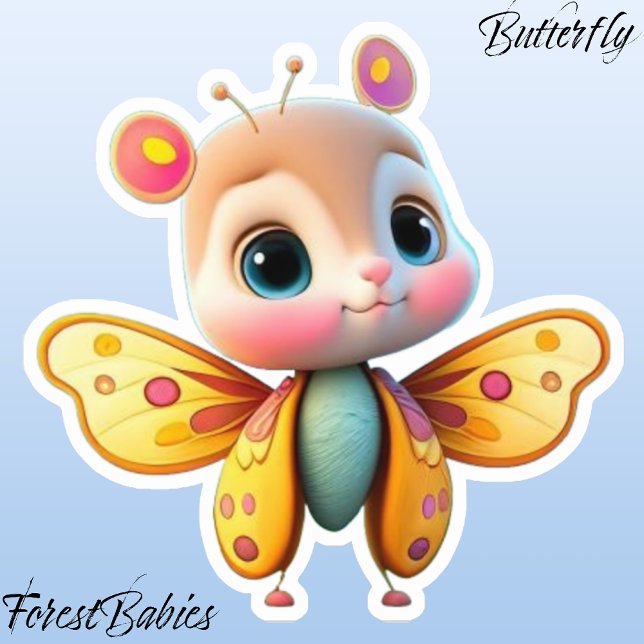 Pegatina Gráfico de Personalizado de mariposa Chica único l (Butterfly ForestBabies Sticker)