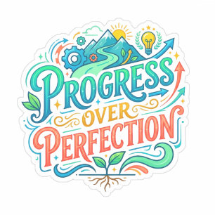 Pegatina Gráfico de Progreso Sobre Perfección (Cita) Profes