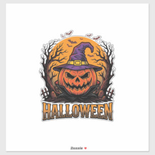 Pegatina Gráfico de sombrero de bruja de calabaza de Hallow