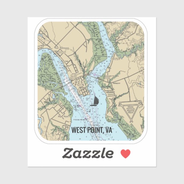 Pegatina Gráfico de West Point Virginia (Hoja)