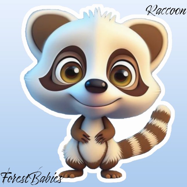 Pegatina Gráfico del Personalizado de animales de la especi (Raccoon ForestBabies Sticker)
