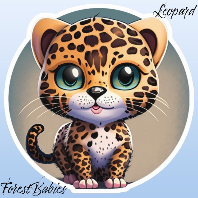 Pegatina Gráfico del Personalizado de animales salvavidas d (Leopard ForestBabies Sticker)