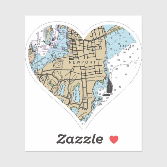 Pegatina Gráfico náutico de RI de Newport (Hoja)