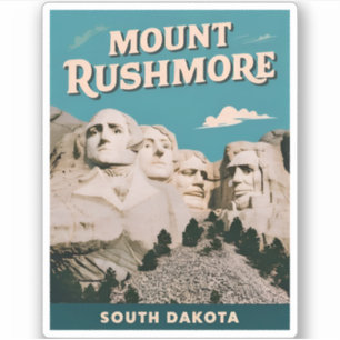 Pegatina Gráfico retro del Monte Rushmore Viaje Vintage